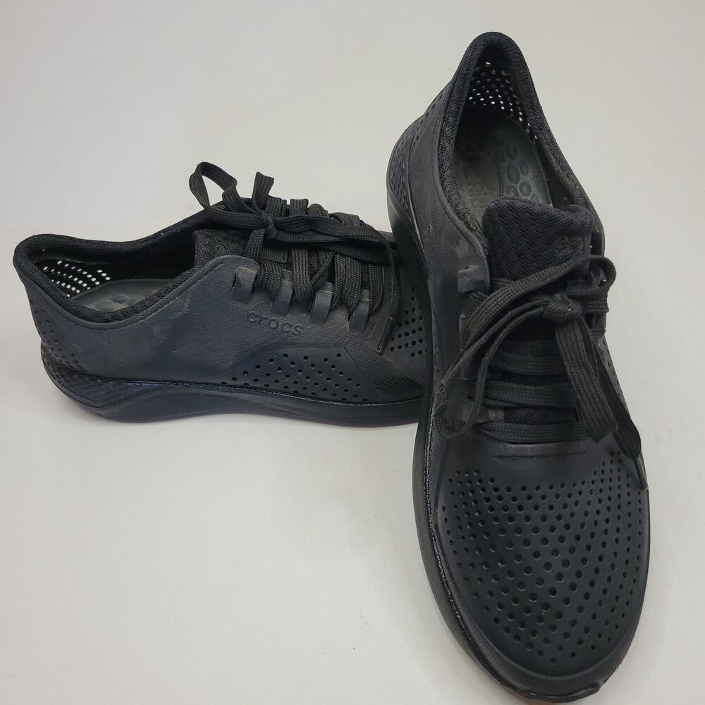 Crocs LiteRide Pacer Sneaker Black Lace Up Comfort Shoe 204967 Men's Size 10